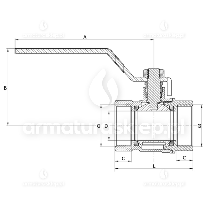 Zawór kulowy z dławikiem 1/2" DN15