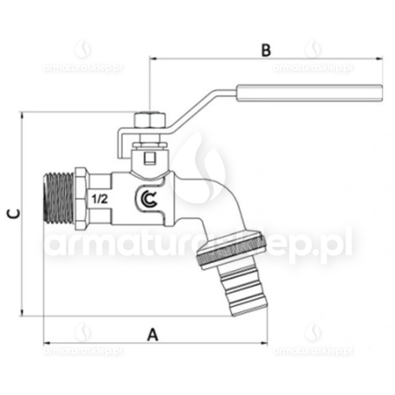 Zawór ogrodowy czerpalny mrozoodporny CALIDO 1/2
