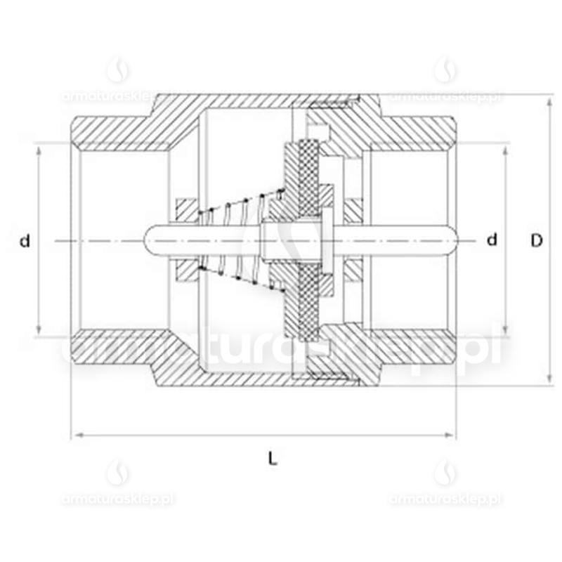 Zawór zwrotny trzpień tworzywo 1/2 DN15
