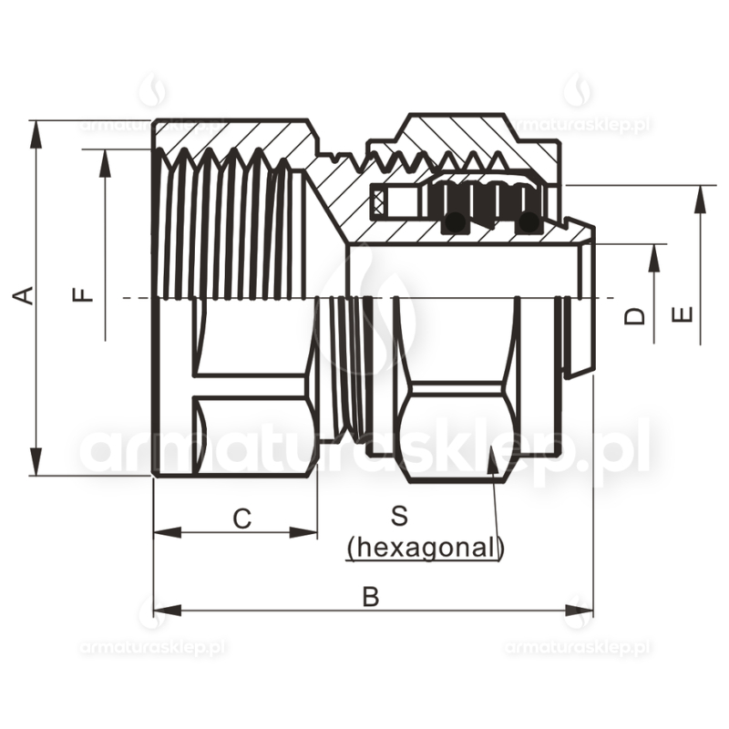 ZŁĄCZKA PEX skręcana 16x1/2" GW MUFA ŁĄCZNIK