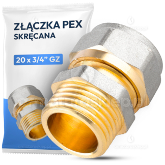 ZŁĄCZKA PEX skręcana 20x3/4" GZ NYPEL ŁĄCZNIK