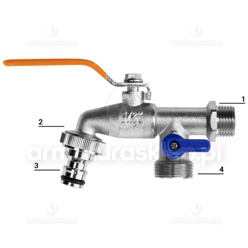 ZAWÓR czerpalny kulowy 3/4" z przyłączem 1"
