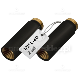 2x PRZEDŁUŻKA CZARNA mosiężna 1/2" L-60 mm (6 cm) komplet