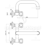 Bateria MODENA umywalkowa/zlewozmywakowa ścienna wylewka U/C 200 mm