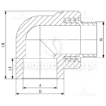 KOLANO PP-R zgrzewane fi 20 mm x 3/4 GZ kolanko