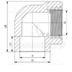 KOLANO PP-R zgrzewane fi 25 mm x 1/2 GW kolanko