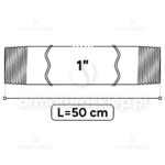 KRÓCIEC stalowy, ocynkowany, gwint dwustronny 1" 50 cm sztucer