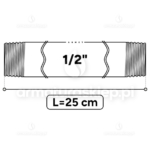 KRÓCIEC stalowy, ocynkowany, gwint dwustronny 1/2" 25 cm sztucer