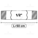 KRÓCIEC stalowy, ocynkowany, gwint dwustronny 1/2" 50 cm sztucer