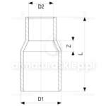NYPEL miedziany redukcyjny 28x15 mm VIEGA
