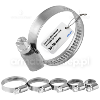 OPASKA obejma zaciskowa węża 10-16 mm ślimakowa skręcana