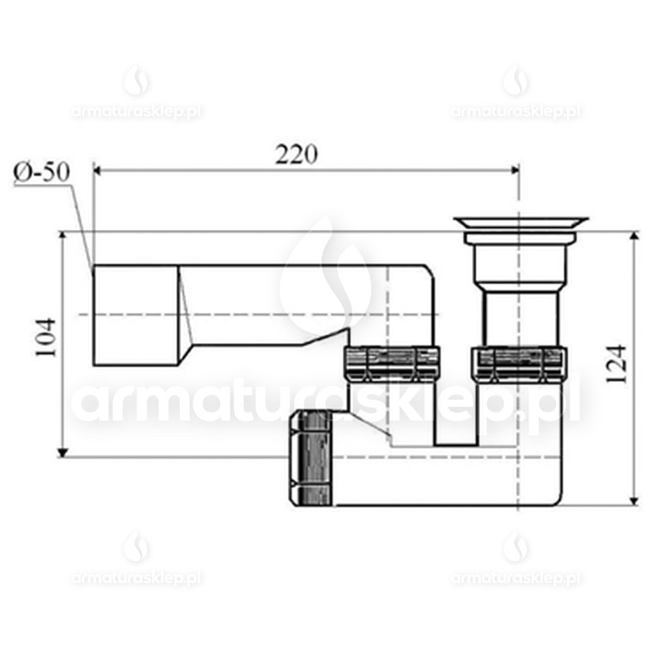 SYFON brodzika fi 50 brodzikowy sitko metalowe SYF006