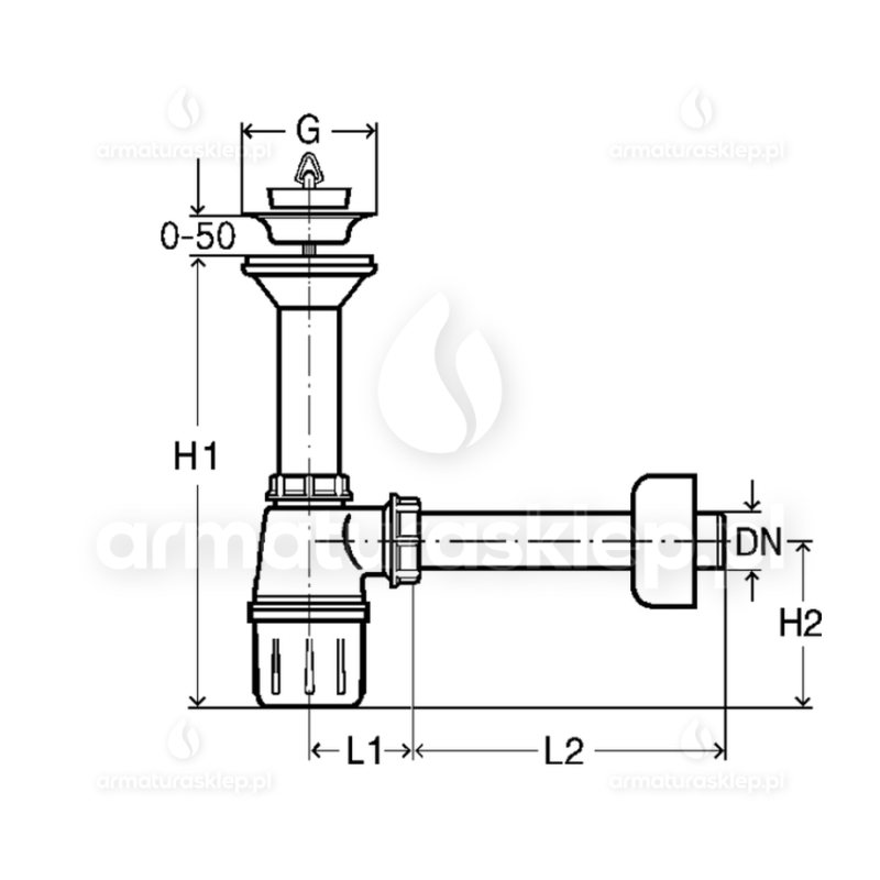 SYFON Umywalkowy butelkowy z korkiem VIEGA 5726 standard