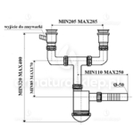 SYFON zlewu fi 50 zlewozmywaka 2-kom sitko 50 mm metalowe przyłącze pralki