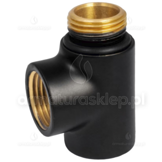 TRÓJNIK mosiężny CZARNY do grzejnika, grzałki 1/2"