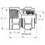 ZŁĄCZKA PEX skręcana 20x3/4" GW MUFA ŁĄCZNIK