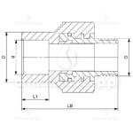 ZŁĄCZKA PP-R zgrzewana prosta fi 20 x 3/4" GZ przejście