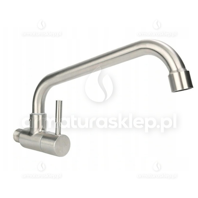 Kran pojedynczy C zawór z ruchomą wylewką 21 cm bateria INOX 1/2"