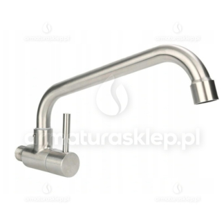 Kran pojedynczy C zawór z ruchomą wylewką 21 cm bateria INOX 1/2"