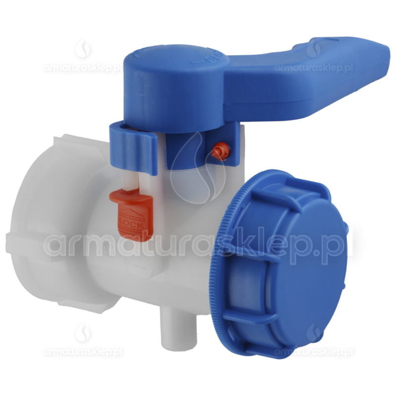 ZAWÓR motylkowy do beczki mauzera IBC 1000l S60x6 GW z wylotem S60x6 GZ