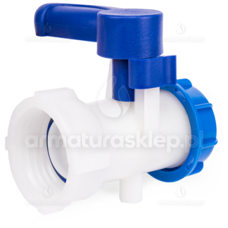 ZAWÓR motylkowy do beczki mauzera IBC 1000l S60x6 GW z wylotem S60x6 GZ