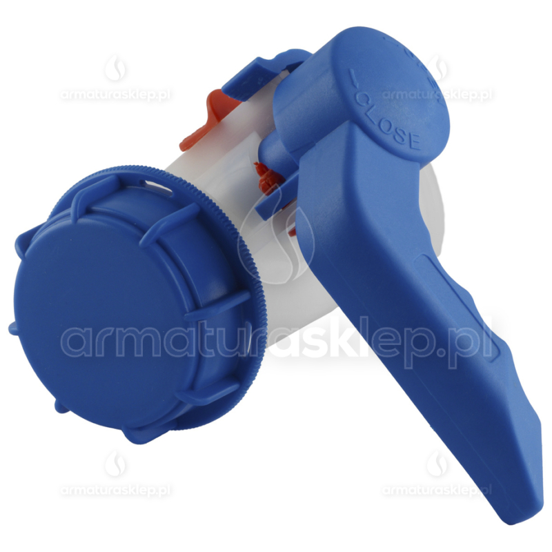 ZAWÓR motylkowy do beczki mauzera IBC 1000l S60x6 GW z wylotem S60x6 GZ
