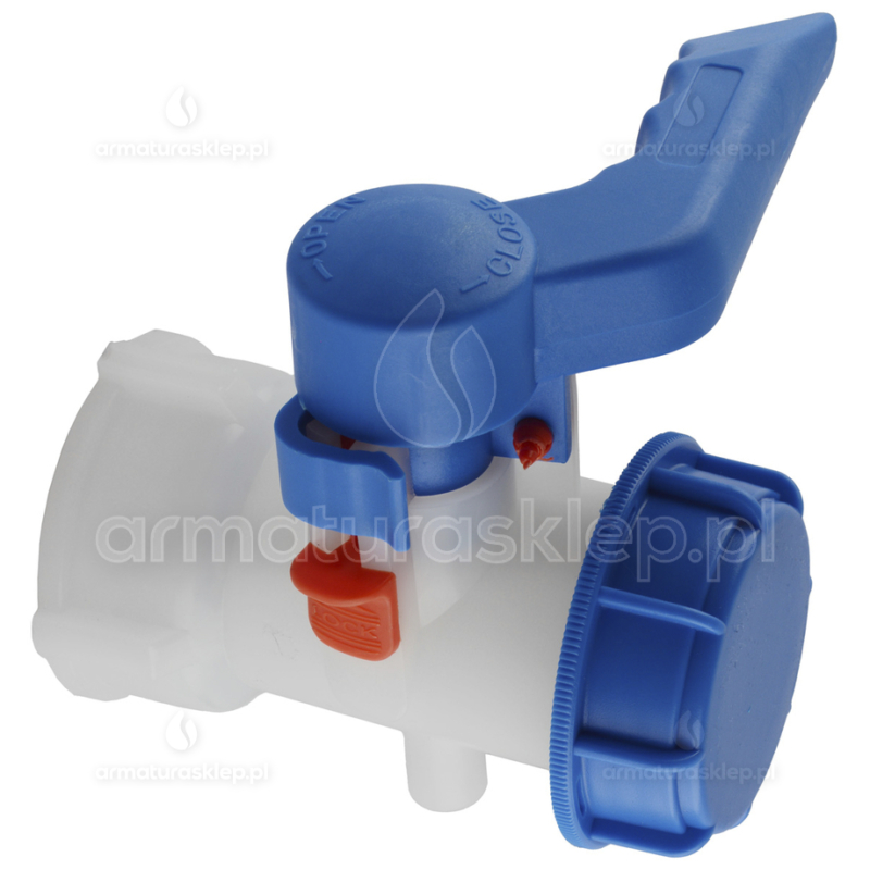 ZAWÓR motylkowy do beczki mauzera IBC 1000l S60x6 GW z wylotem S60x6 GZ
