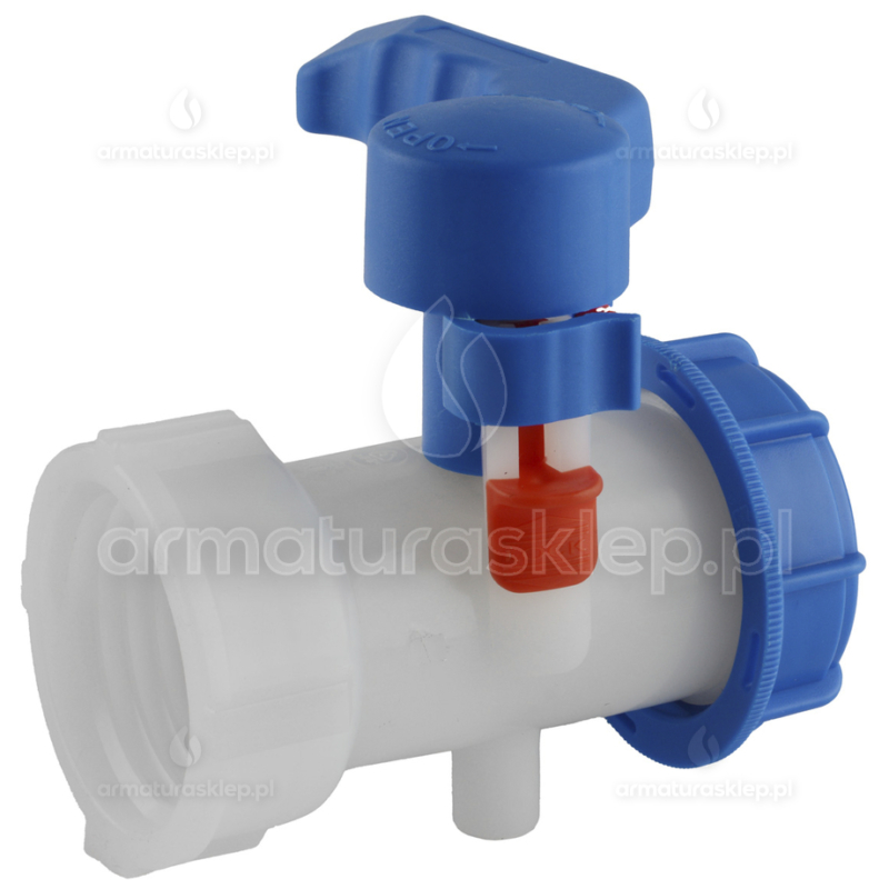 ZAWÓR motylkowy do beczki mauzera IBC 1000l S60x6 GW z wylotem S60x6 GZ