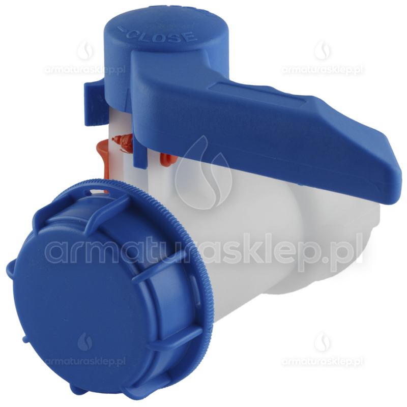 ZAWÓR motylkowy do beczki mauzera IBC 1000l S60x6 GW z wylotem S60x6 GZ