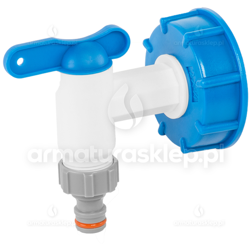 ZAWÓR PP do mauzera KRAN 3/4" x 3/4" z nakrętką S60x6 1000L IBC MAUSER