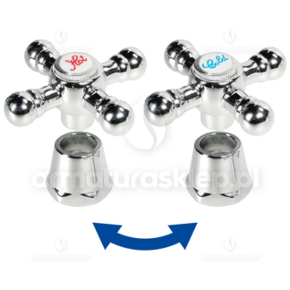 1x POKRĘTŁO baterii standardowych METALOWE CHROM RETRO kurek do kranu