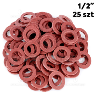 25x USZCZELKA węża wężyka fibrowa 1/2" płaska czerwona fibra