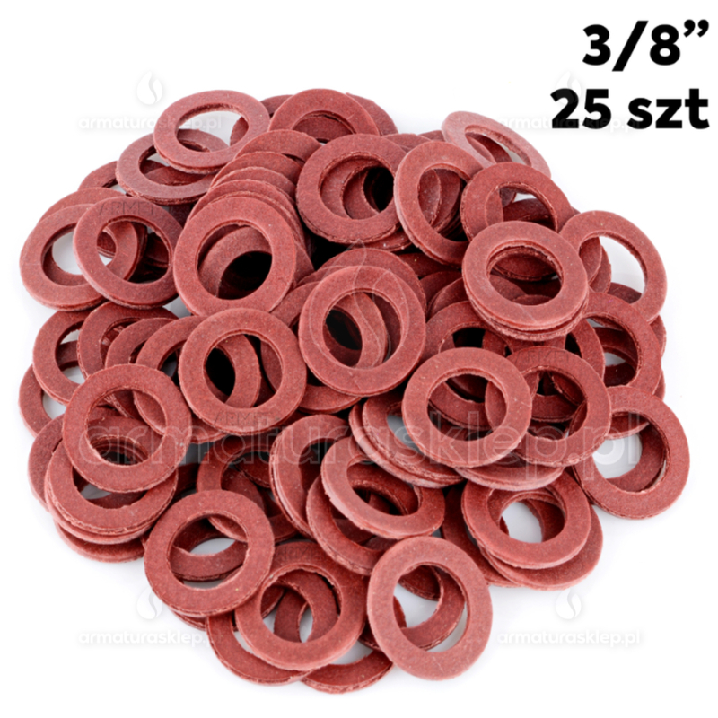 25x USZCZELKA węża wężyka fibrowa 3/8" płaska czerwona fibra