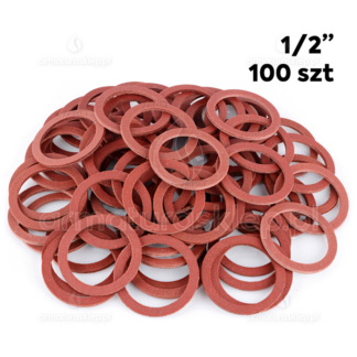 100x USZCZELKA wodomierza fibrowa 1/2" płaska czerwona fibra