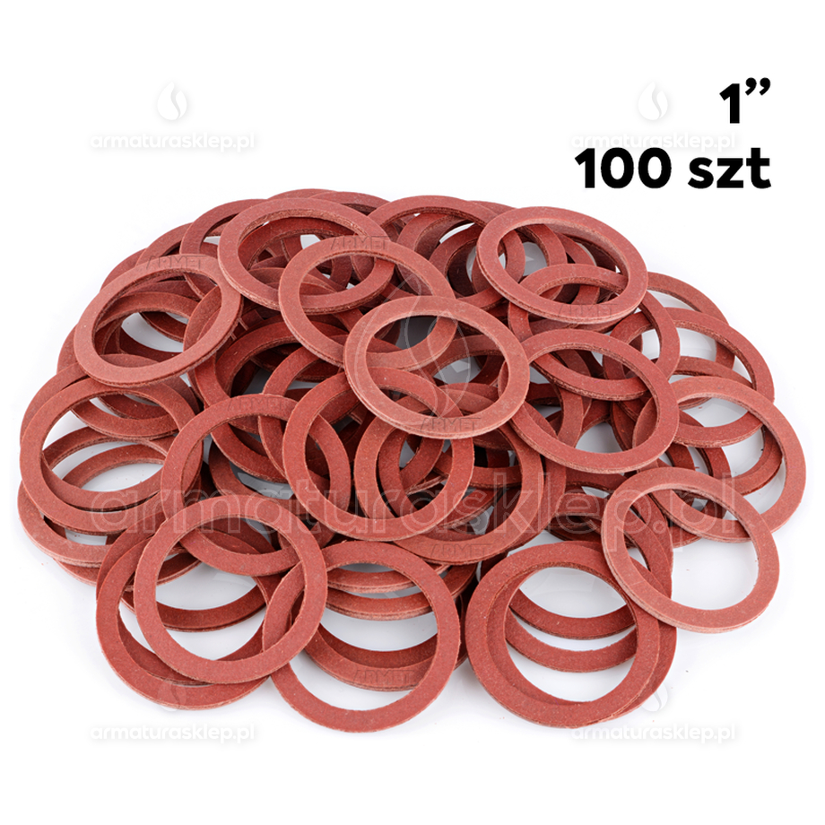 100x USZCZELKA wodomierza fibrowa 1" płaska czerwona fibra