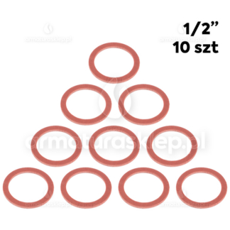 10x USZCZELKA wodomierza fibrowa 1/2" płaska czerwona fibra