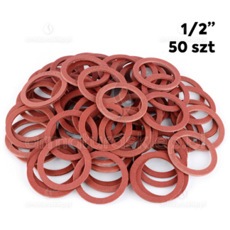 50x USZCZELKA wodomierza fibrowa 1/2" płaska czerwona fibra