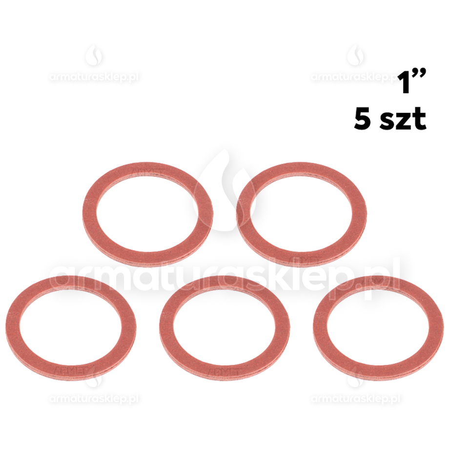 5x USZCZELKA wodomierza fibrowa 1" płaska czerwona fibra