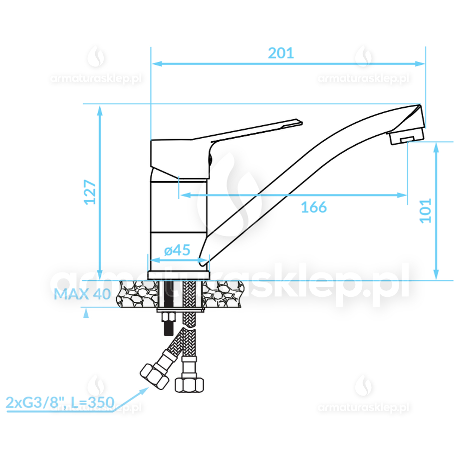BATERIA umywalkowa stojąca ATEZ z ruchomą wylewką BTK_026D