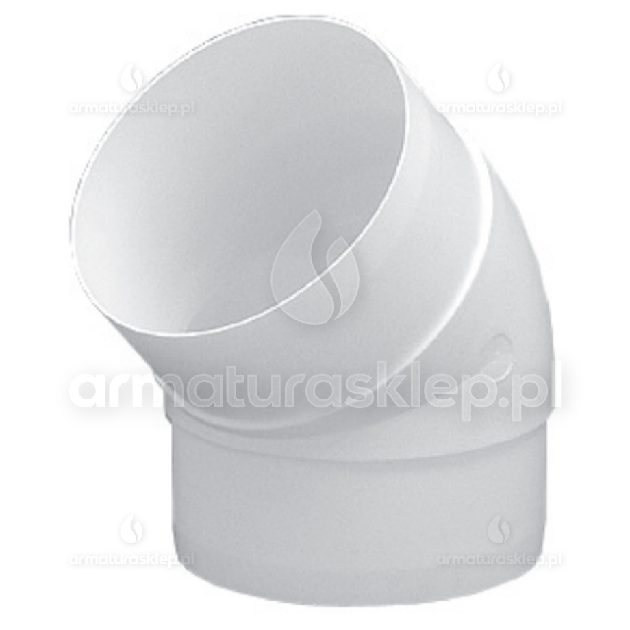 Vents kolano okrągłe fi 100mm 45 stopni białe KO100-45