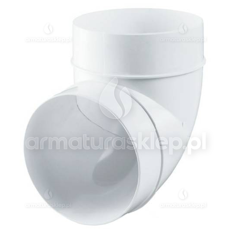 Vents kolano okrągłe fi 125mm 90st. białe KO125-90