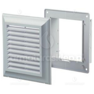 Vents kratka wentylacyjna 180x180mm z siatką i kołnierzem prostokątnym 138x138mm biała EL180A