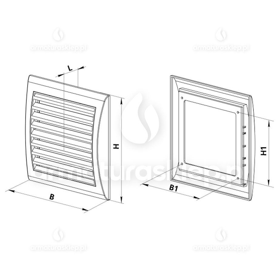 Vents kratka wentylacyjna 193x188mm z siatką satyna MW123SAT