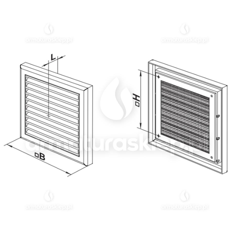 Vents kratka wentylacyjna regulowana 154x154mm z siatką biała MW100AR