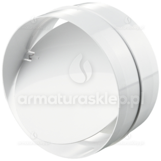 Vents łącznik kanałów okrągłych fi 100mm z zaworem zwrotnym biały KO100-22