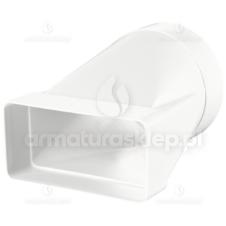 Vents łącznik przekrojów zmiennych w płaszczyźnie stycznej 110x55/fi 100mm biały KP55-3