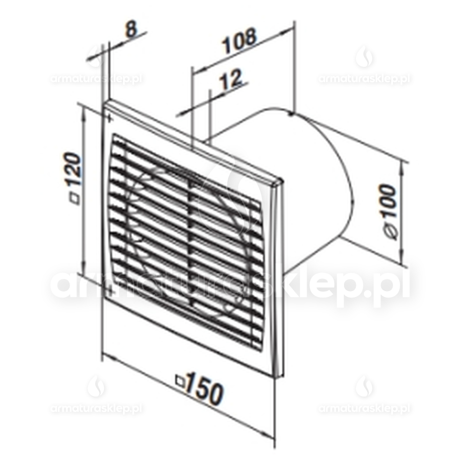 Vents SUBTIL wentylator osiowy fi 100mm standard biały D100S